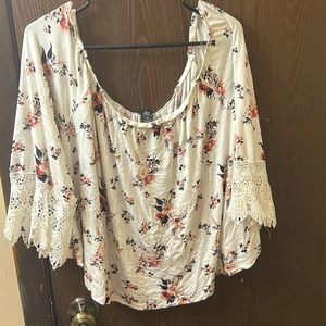 Off the shoulder floral shirt